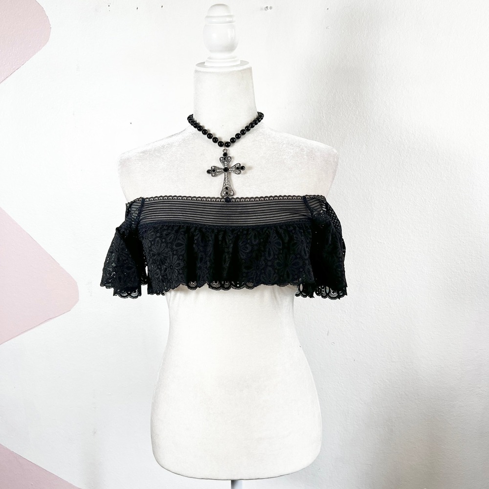 Victoria's Secret Lace Bralette Top Sz Small Black Festival‎ Vacation Dainty